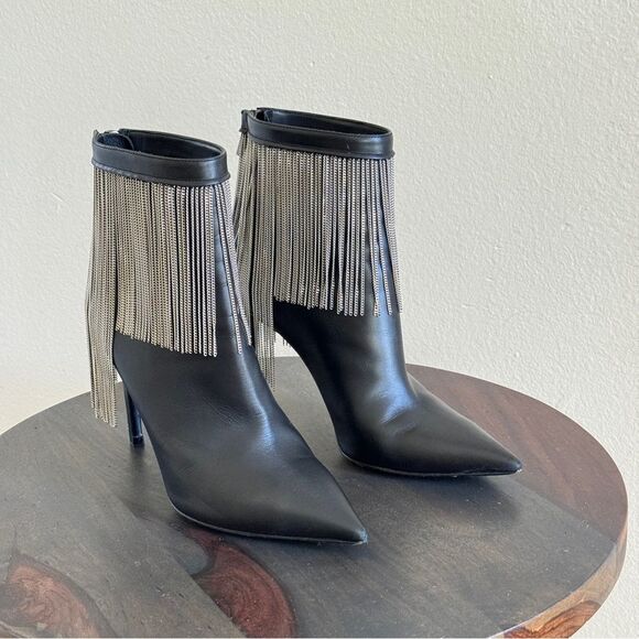 BALMAIN Mercy fringed leather ankle boots 37 - Picture 6 of 13